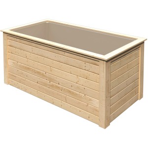Naturbelassenes Karibu Hochbeet aus Fichte, 92x209x111 cm, mit Steck- und Schraubsystem.