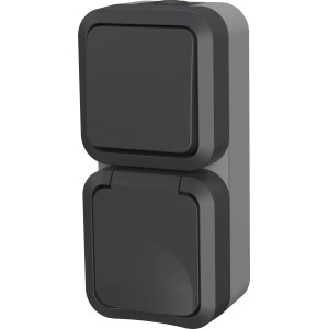 Aqua Pro Feuchtraum Steckdose mit Aus-/Wechselschalter, grau-anthrazit, IP55