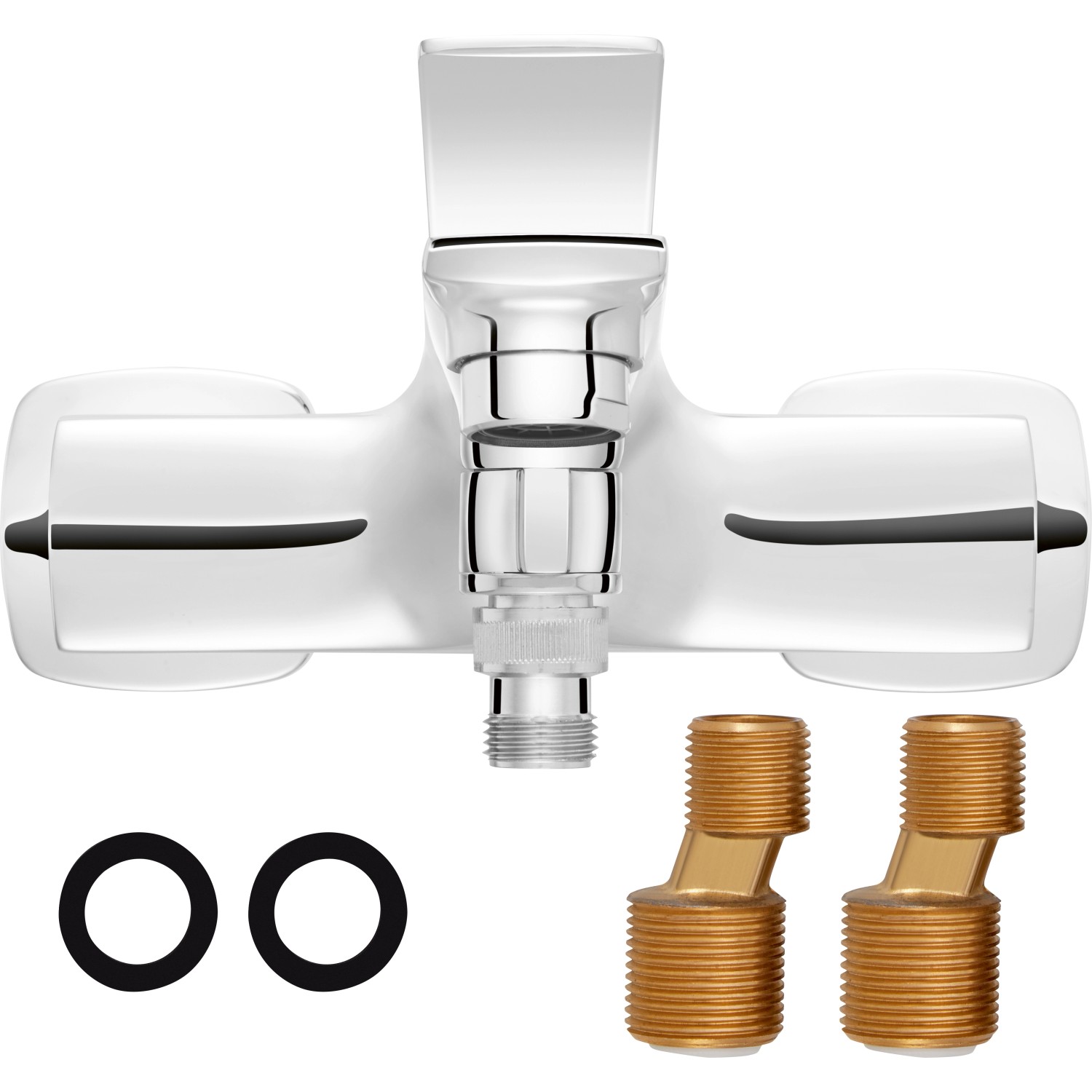 baliv Wannenarmatur WA-5080 Chrom mit S-Anschlüssen und Rosetten.