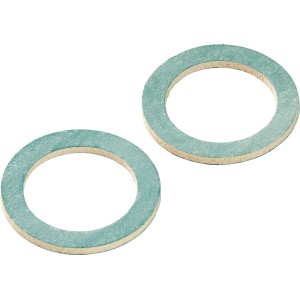 Zwei Fiberdichtungen, Ø 21 mm x Ø 30 mm, für Rohrleitungen und Sanitärinstallation.