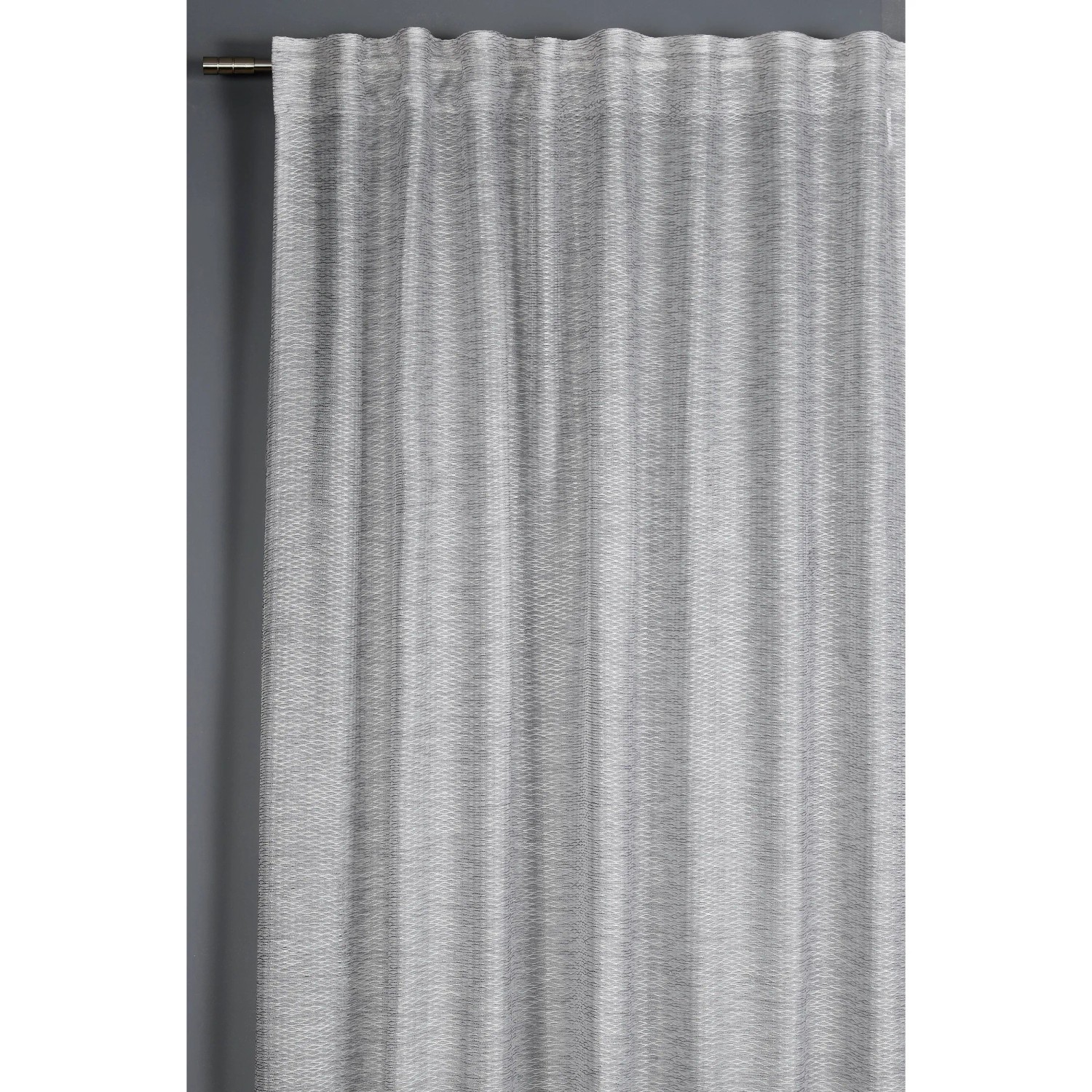 Grauer Bennetti Schal mit Gardinenband, Jacquard-Voile, 140x245 cm, für Gardinenstange oder -schiene.