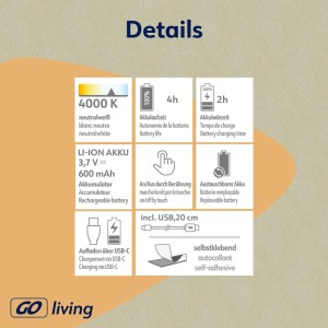 Müller-Licht LED-Akku-Unterbauleuchte Mobina Gen2 Touch 10 cm