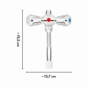 baliv Entleerungsbatterie EB-4310 Chrom, Wandauslaufventil mit Drehregler und Temperaturregler.