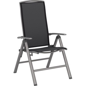 Verstellbarer Klappsessel Welsby, Aluminium, anthrazit-grau. Gartenstuhl mit Armlehnen.