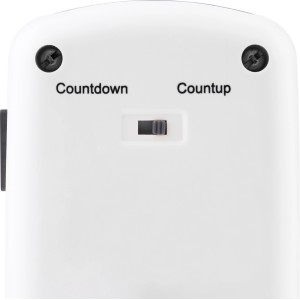 Detailansicht des weißen Kurzzeit-Schaltadapters mit Countdown/Counthup Schalter.