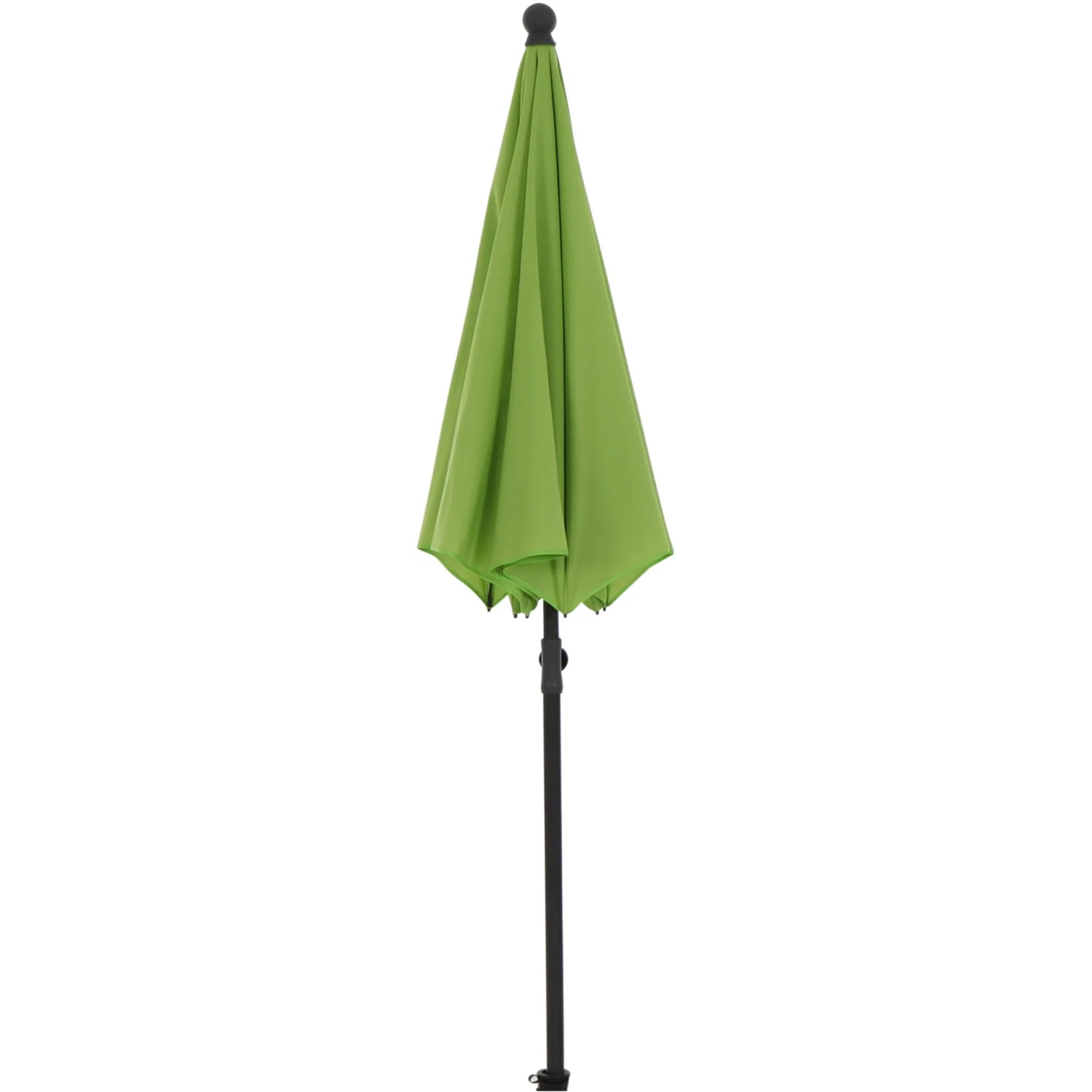 Geschlossener, grüner Siena Garden Marktschirm (Ø 180 cm) mit Handöffner.