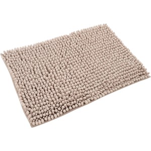 Flauschiger Lalee Badteppich Fluffy in Taupe, 40x60 cm. Weicher Flor, rutschhemmende Beschichtung.
