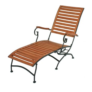 Deckchair Wien aus Holz und Stahl, klappbarer Gartenstuhl für entspannte Stunden im Freien.