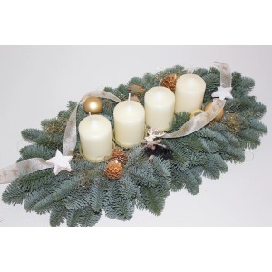 Adventsgesteck mit 4 Kerze 55 cm Creme