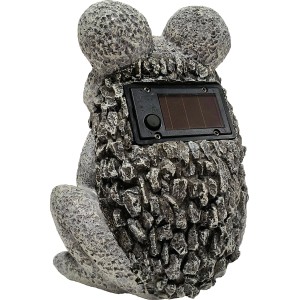 Solar Frosch aus Naturstein, 17x14x21 cm, mit Solarpanel. Deko für Garten und Terrasse.