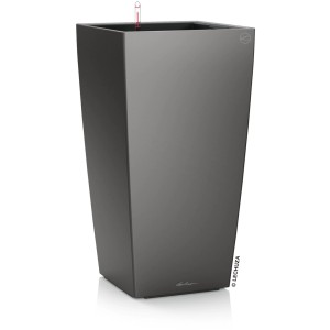 Lechuza Cubico Premium 30 Pflanzgefäß in Anthrazit metallic, 30x30cm.