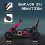 Rosa HOMCOM Kinder Go-Kart mit Pedalantrieb, Handbremse und Anti-Rutsch-Pedalen. Einfache Bedienung.