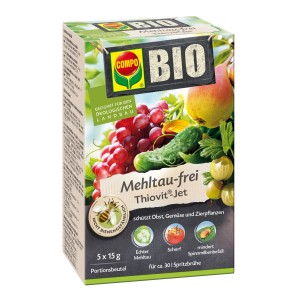 Compo Bio Mehltaufrei Thiovit Jet 75g: Mittel gegen Mehltau und Schorf an Obst, Gemüse und Zierpflanzen.