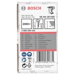 Bosch Stauchkopfnägel SK64-20, 63mm, verzinkt, 2000 Stück, für Tacker Zubehör.