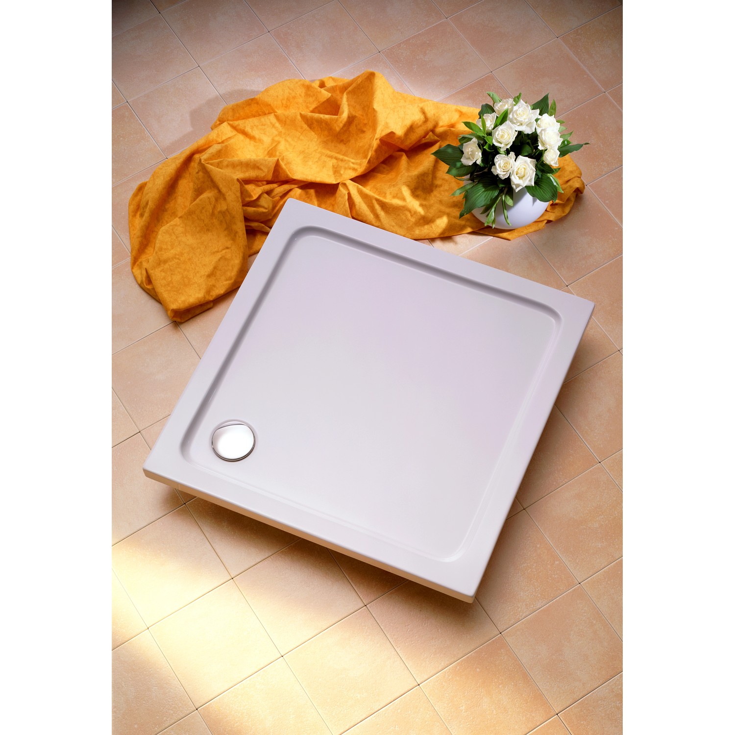 Rechteckige, extraflache Ottofond Duschwanne Aruba, 140x90 cm, in Weiß. Geeignet zur Aufsatzmontage.