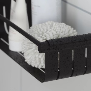 Tiger Duschablage Boston, Edelstahl schwarz, mit Duschutensilien.