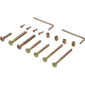 17-teiliges Montageset für Chelsea Gartenstuhl: Schrauben, Hülsen und Inbusschlüssel aus Stahl.