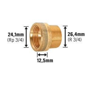 Hahnverlängerung aus Rotguss, 24,1 mm x 26,4 mm, 12,5 mm. Gewindefitting für Armaturen.