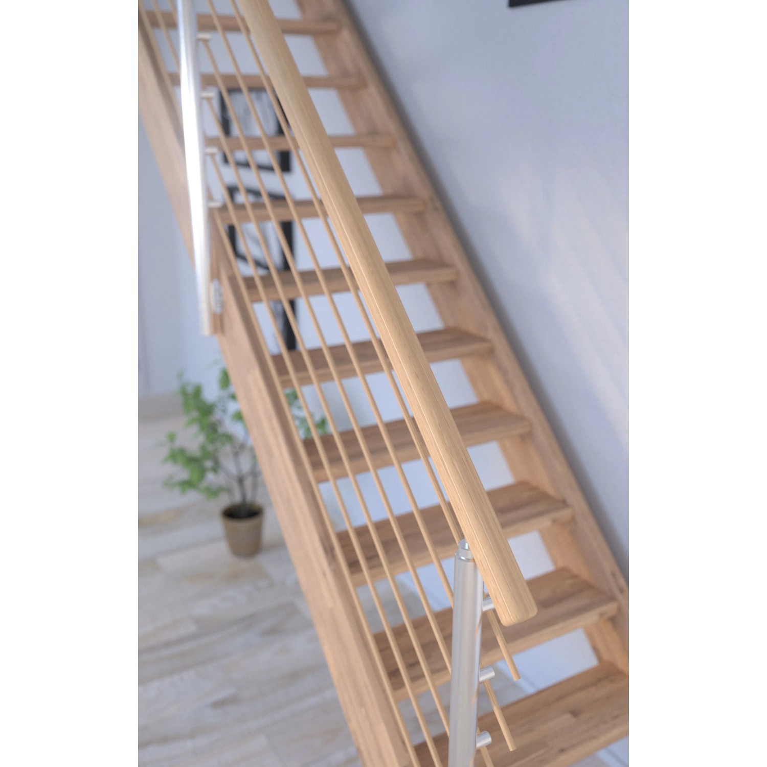 Treppe Mykonos Eiche Gerade Design-Geländer-Holzstäbe FSC®_5