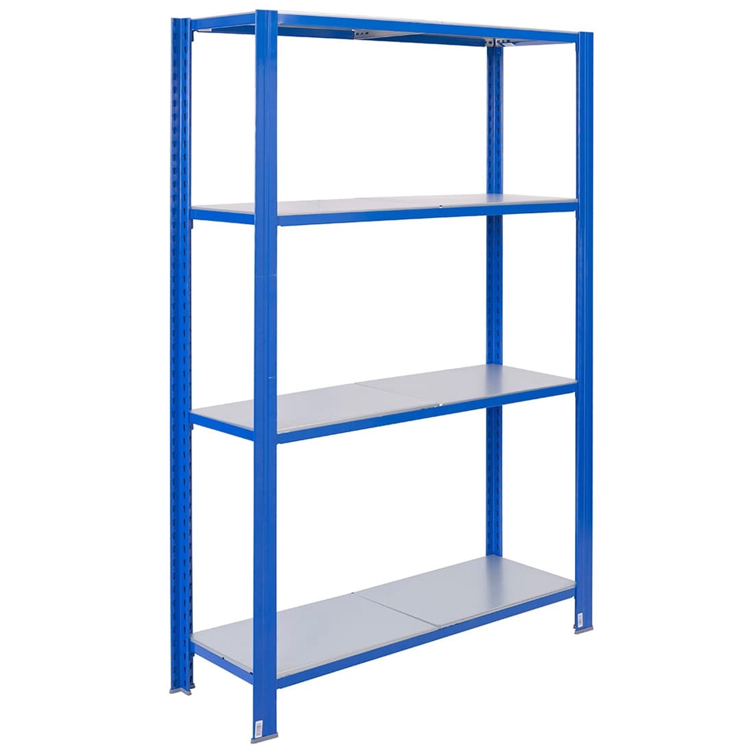 Blaues Ar Shelving T Profil Steckregal mit 4 Böden (verzinkt), 200x120x30 cm, max. 180 kg Last.