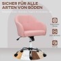 Rosa HOMCOM Homeoffice Stuhl mit flauschigem Kunstfell, 360° drehbar, Kunstleder-Rädern, sicher für alle Böden.
