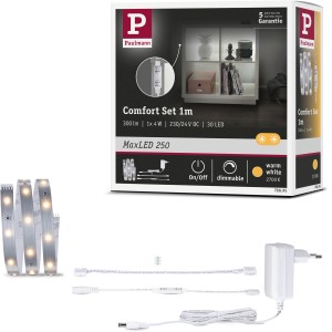 Paulmann MaxLED 250 LED Strip Regal Komfort Basis-Set 1m, weiß, mit Zubehör.