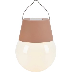 Braune Solar-LED-Leuchte (Ø 10 cm) zum Aufhängen für den Außenbereich.