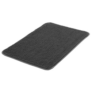 Anthrazitfarbener BWO Badteppich Sammy, 50x70 cm, aus Polyester. Flauschiger Badvorleger für mehr Komfort im Bad.
