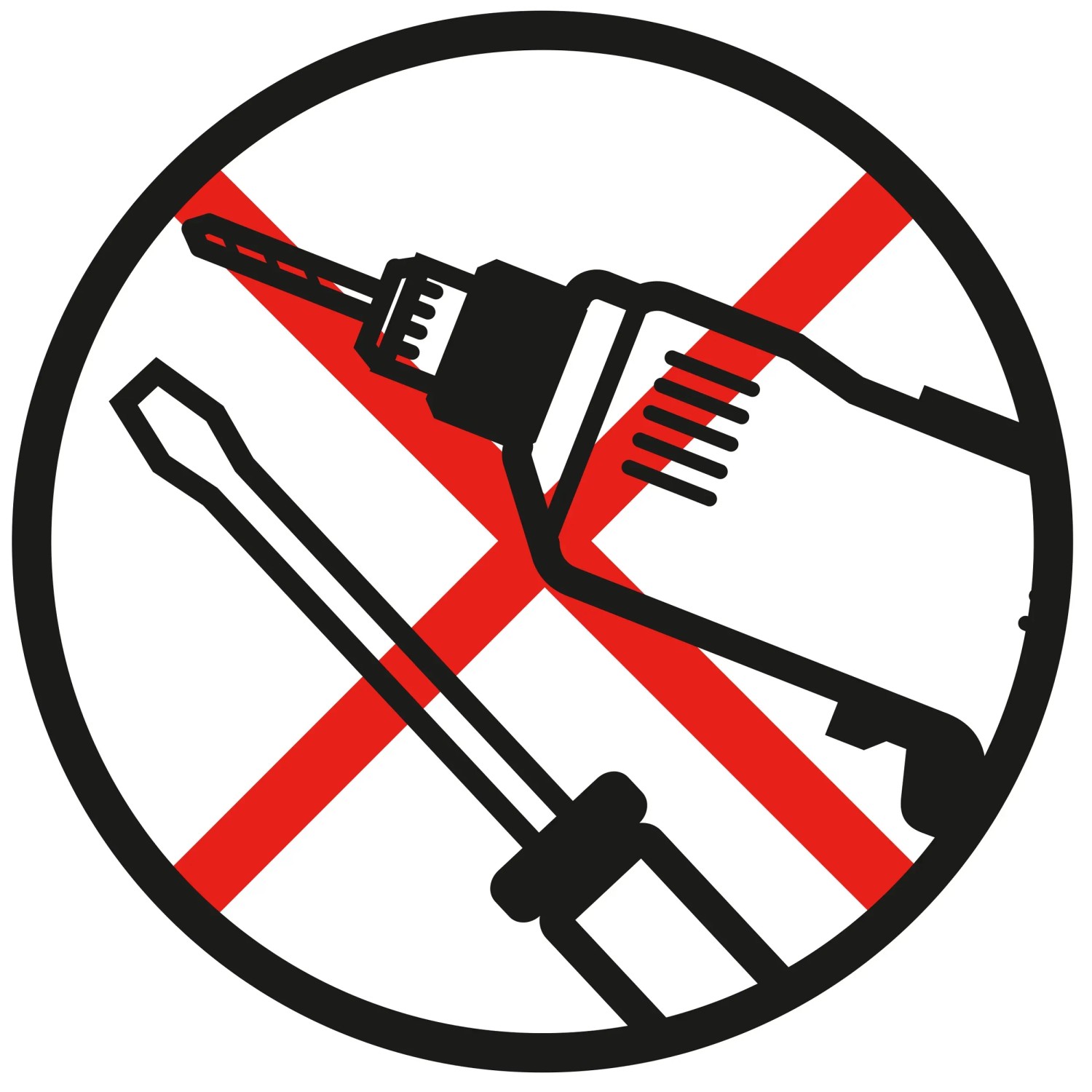 Symbol: Keine Montage der Gardinia Spannvitrage ohne Bohren/Schrauben.