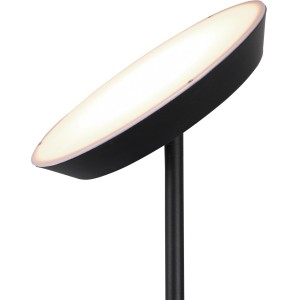 Schwarze LED-Stehleuchte Haora mit Touch-Dimmer, 17W + 3,5W, für Wohn- und Schlafzimmer.