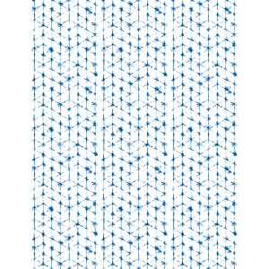 Weiße Marburg Vliestapete mit blauem, geometrischem 3D-Crushed-Muster für moderne Wohnräume.