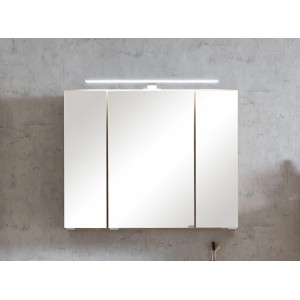 Held Möbel 3D-Spiegelschrank Ancona, 80 cm, Wotaneiche mit LED-Leuchte. Badmöbel für mehr Stauraum.