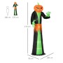 Große aufblasbare Halloween Kürbis Figur mit LED, schwarz-grünem Gewand und orangefarbenem Kopf, 270 cm hoch.