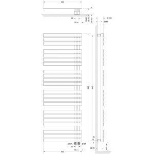 Schulte Badheizkörper Breda steckerfertig + Heizstab 5 R Alpinweiß 169 x 60 cm
