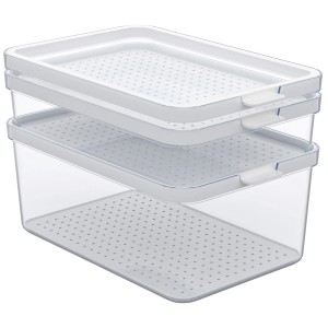 Rotho Cauma Kühlschrank-Organizer Set, 3 transparente Behälter (1,3/2,6/4,65 l) mit Deckel, für Ordnung im Kühlschrank.