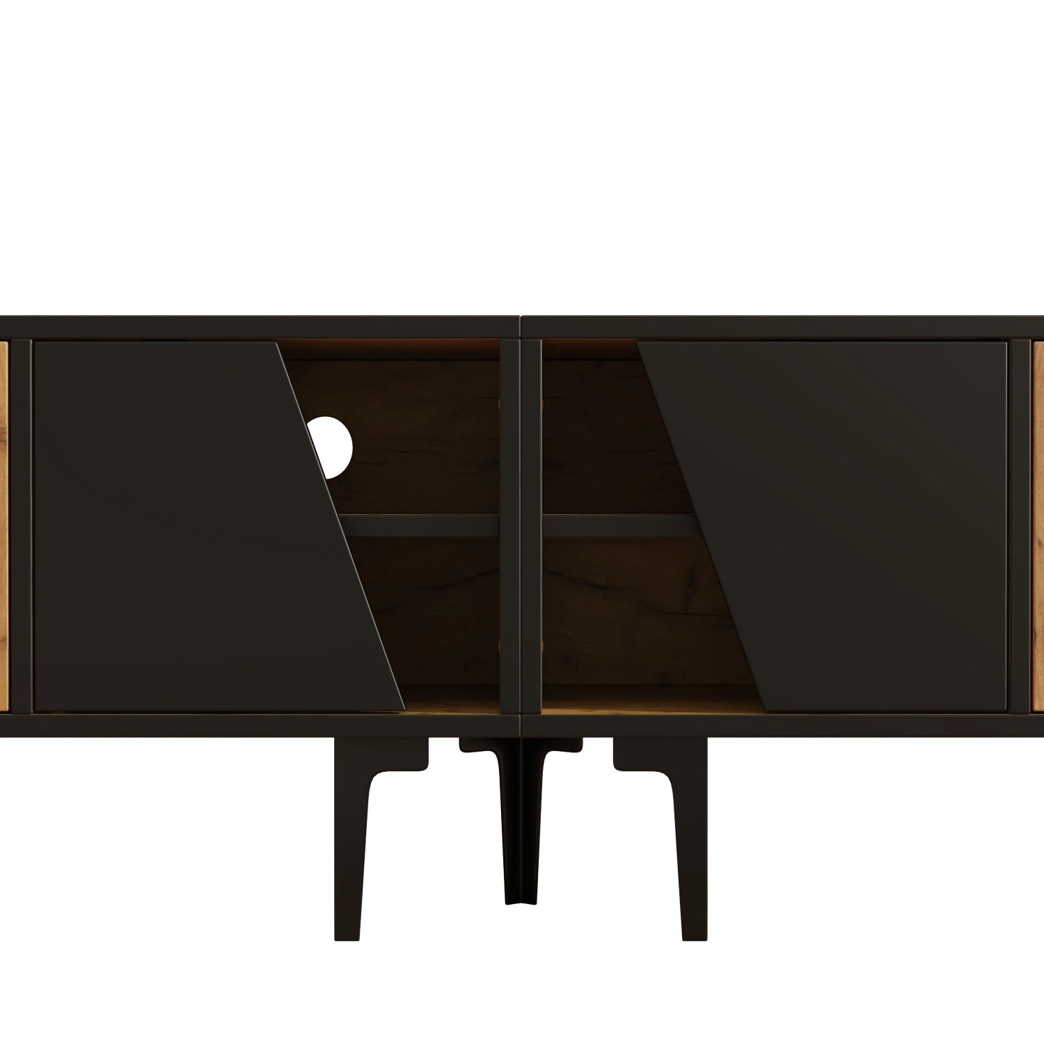 okwish TV Schrank mit Stauraum Fächern Wohnzimmer 160x36.5x45cm Braun_10