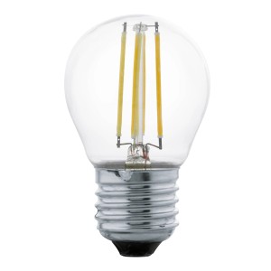 Klares Eglo E27 LED Leuchtmittel in Globeform, 4W, warmweißes Licht.