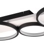 Moderne Trio LED Deckenleuchte Medera, schwarz matt, mit vier runden Leuchtelementen.