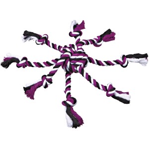 Jollypaw Tauspielzeug, Ø 7 cm, 44 cm, aus Baumwolle, lila, schwarz, weiß, für Hunde