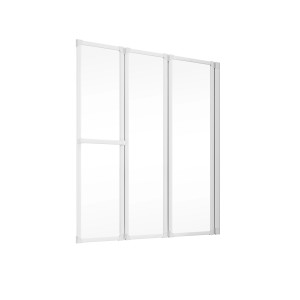 Schulte Badewannenfaltwand, 3-teilig, 126,8x140 cm, weiß, mit Handtuchhalter. Badewannenaufsatz für flexiblen Spritzschutz.