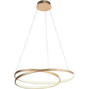 Moderne LED-Pendelleuchte Roman Gold (Ø 72cm) von Paul Neuhaus mit drei Ringen und warmweißem Licht.