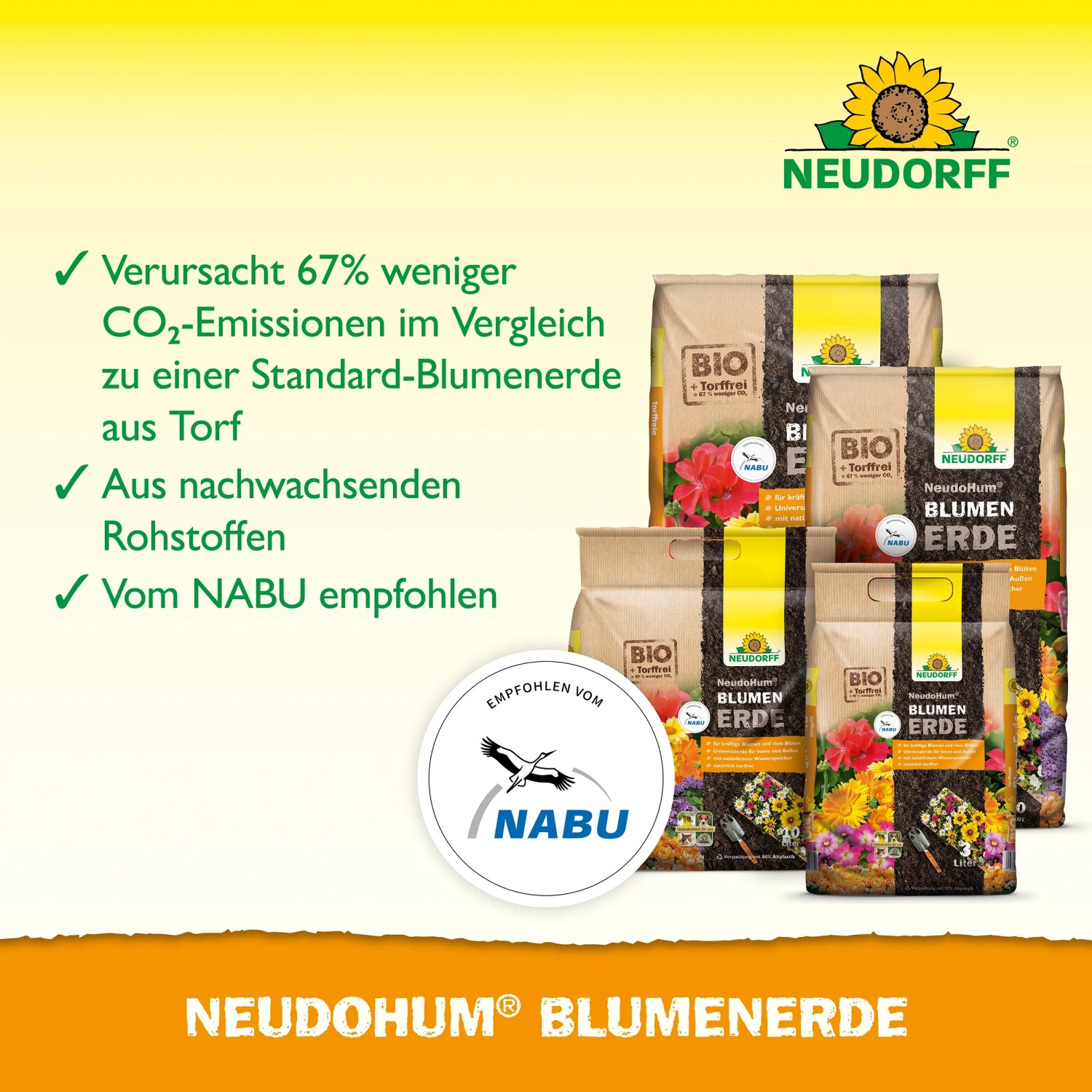 Neudorff NeudoHum BlumenErde, torffreie Universalerde für Zimmer-, Balkon- und Terrassenpflanzen.