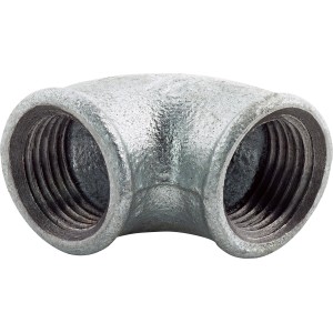 Winkelverbinder 18,6 mm (Rp 1/2) aus Temperguss, 90 Grad Winkel für Wasserinstallation.