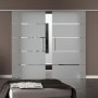Levidor Doppelglasschiebetür Berlin Komplettset mit satiniertem Glas und Aluminium Stangengriffen. Moderne Glastür.