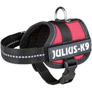 Rotes Julius K-9 Powergeschirr Baby 1 XS für kleine Hunde (30-40 cm) mit reflektierenden Elementen.