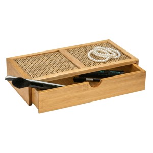 Wenko Badbox Allegre mit Schublade, braun, aus Bambus und Rattan, zur Aufbewahrung von Badutensilien.