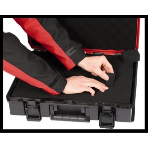 Einhell Rasterschaumstoff-Set im Werkzeugkoffer, zur individuellen Anpassung für empfindliche Geräte.