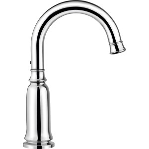 Chromfarbene baliv Waschtischarmatur WT-130 mit hohem, gebogenem Auslauf für Waschbecken.