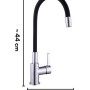 baliv Küchenarmatur KI-1820 Chrom-Schwarz mit flexiblem, schwarzem Silikonauslauf.