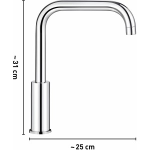 baliv Küchenarmatur KI-1150 Chrom, Einhebelmischer mit hohem, gebogenem Auslauf.